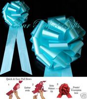 10 pcs Teal Blue Wedding 9" Pull Pew Bows Church Bridal Cake Gift Decoration Chair Table Centerpiece Event Ceremony PB146