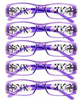 5 Pack Ladies Reading Glasses Stylish Designed Women's Eyeglasses for Reading(Purple,+0.50)