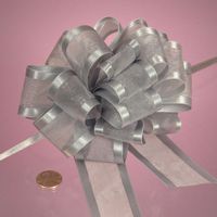Silver Arabesque Ribbon Bow, 4"