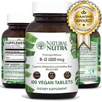 Natural Nutra Vegan Vitamin B12 1000 mcg, Cobalamin B 12 Supplement, Time Released with Calcium for Optimal Absorption, Energy and Brain Health, Non GMO, Gluten Free, 100 Tablets