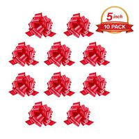 Zoe Deco Gift Bows (Red, 5” Wide, 18 Loops, 10 Pack), Weather Resistant Gift Bow, Red Pull Bows, Bows for Gifts, Gift Bows for Presents, Gift Wrapping and Decoration