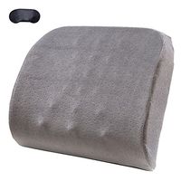 Qutool Memory Foam Back Cushion with Eye Mask Lumbar Back Orthopedic Support Pillow for Office Chair Desk Car Adjustable Straps Lumbar Pillow Grey