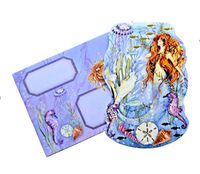 Punch Studio Set of 10 Gold Foil Embellished Blank Note Cards ~ Fancy Die-Cut Mermaid 61650