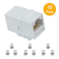 AllSmartLife 10-Pack Cat6 Keystone Jack RJ45 Female to Female Keystone Jack Inline Coupler - White