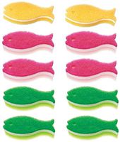 10 PCS Fish Shaped Sponge,Kitchen and Bathroom Cleaning and Washing Sponge - 3.8