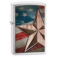 Personalized Zippo Retro Star Brushed Windproof Chrome Lighter - Free Engraving