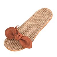 Women's Slippers Flax Cross House Shoes Indoor Breathable Outdoor Sandals Lightweight Non-Slip Beach Slippers Brown