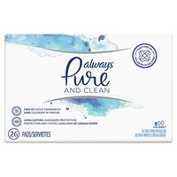 Always Pure & Clean, Ultra Thin Feminine Pads for Women, Regular Absorbency, with Wings, Unscented, 26 Count- Pack of 3 (78 Count Total)