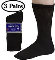 Diabetic Socks Mens Cotton 3-Pack Crew Black By DEBRA WEITZNER