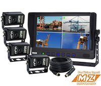 Rear View Backup Camera System Agricultural Camera, Cab Observation Camera System, 9" Quad LCD Monitor + Four Ir Waterproof CCD Color Cameras