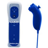 Wii U Remote Controller, Built in Motion Plus Remote and Nunchuk Controller with Silicon Case and Wrist Strap for Nintendo Wii and Wii U (Dark Blue)