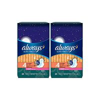 Always Ultra Overnight with Wings, Clean Scent Thin Pads 24 Count (Pack of 2)