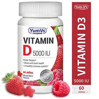 YumVs Complete Vitamin D3 Jellies (Gummies) 5000 IU of Vitamin D, Mixed Berry Flavor (60 Ct); Daily Dietary Supplement for Men and Women, Chewable, Vegetarian, Kosher, Halal, Gluten Free