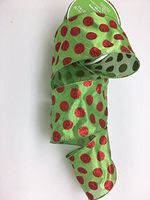 Celebrate IT- Ribbon Bow-tique-Christmas Red Green Polka Dot Pattern- 4 in x 25ft