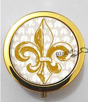 BlackKey Fleur De Lis Design 3-Compartment Decorative Pocket Gift Box Case Organizer for Pill, Color 2 -398
