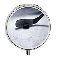 Pill Case - Compact 3 Compartment Medicine Organizer, Customized Round Pill Box for Pocket Traveling and Daily Needs - ice Hockey