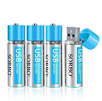 Ocamo 2/4Pcs 1.5V 1200mAh USB Rechargeable Quick Charging AA Li-po Battery Blue 4 pcs