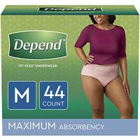 Depend FIT-FLEX Incontinence Underwear for Women, Maximum Absorbency, M, Blush, 44 Count