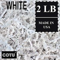 COTU (R) 2 LB White Crinkle Shred Gift Basket Shred Crinkle Paper Filler Bedding (32 oz) in a Box
