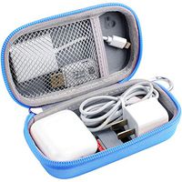 Earbud Earphone Case, SD Card Reader USB Flash Drive Organizer Holder Wall Charger USB Adapter Cable Pouch for Apple AirPods/Pro-Blue