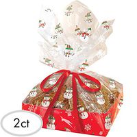 Amscan Christmas Snowman Large Cardboard Tray Value Pack, 2 Ct. | Party Tableware