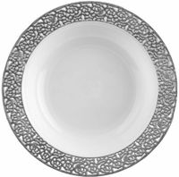 Decor Elegant Disposable Premium Soup Plates, Inspiration Silver & Clear, 40 Count
