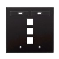 Leviton 42080-3EP 3-Port Dual Gang QuickPort Wallplate with ID Windows, Black