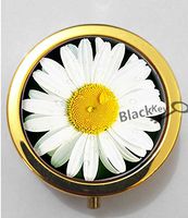 BlackKey White Daisy Flower Daisies Blossom 3-Compartment Decorative Pocket Gift Box Case Organizer for Pill, Color 2 -100
