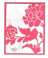 Victoria Elizabeth Set of 8 Blank Notecards ~ Pink Flowers on White (3.75" x 5"; Pink Envelopes)