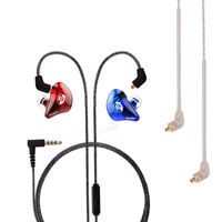 BASN Professional in-Ear Monitor Headphones for Singers Drummers Musicians with MMCX Connector Earphones (Lux ClearRedBlue)