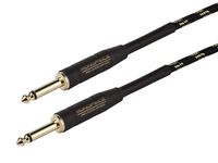 Monoprice Braided Cloth 1/4 Inch (TS) Male 20AWG Instrument Cable Cord - 20 Feet- Black (Gold Plated)