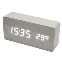 DZT1968 Wooden LED Electronic Desktop Digital Alarm Clock with Temperature