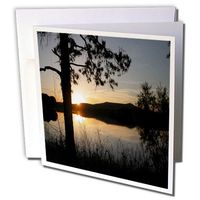 3dRose Mountain Lake Sunset - Greeting Cards, 6 x 6 inches, set of 6 (gc_11550_1)