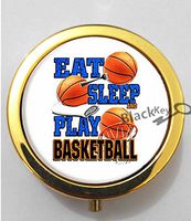 BlackKey Eat Sleep Play Basketball Quote 3-Compartment Decorative Pocket Gift Box Case Organizer for Pill, Color 2 -156