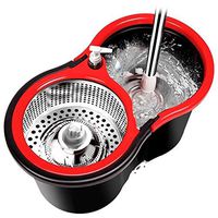 SADDPA Spin Mop Easy Wring Microfiber Cleaning System, Stainless Steel 360 Spin Dry Mop With Bucket Washable Hardwood Floor Clean (Color : Black)