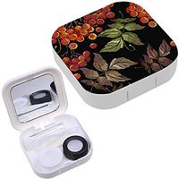 Portable Contact Lens Case Box Travel Kit Mirror + Bottle + Tweezers Container Holder [ Embroidery Red Branches Mountain Ash ]