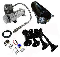 Viking Horns" Loud 149dB Black Train Air Horn Kit with 150 PSI Air Compressor 1.5 Gal Air Tank