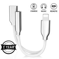 Headphone Adapter for iPhone 8 Dongle Earphone 3.5mm Jack AUX Cable Audio Adaptor Splitter for iPhone 8Plus/7/7Plus/X/XS max Music & Charge Cable Convertor Charger Accessories Support iOS 12 - Sliver