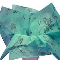 Teal Blue Green"Floral Butterflies" Tissue Paper Gift Wrapping 20"x30" Sheets (50)