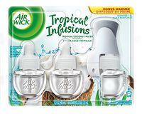 Air Wick Tropical Infusions Plug-in Air Freshener Scented Oil Kit, Tropical Coconut Water, 1 Plug-in + 3 Refills, Limited Edition
