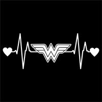 Love Wonder Woman Heartbeat Logo Stickers Symbol 6" Decorative DIE Cut Decal for Cars Tablets LAPTOPS Skateboard - White Color