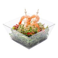 Medium Modern Bowl - Square Clear Bowl - Perfect for Catered Events, Weddings, Parties, Banquets - 6.7" x 6.7" 18 Ounce - 25ct Box - Restaurantware