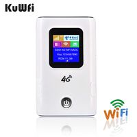 KuWFi 4G WiFi Router Pocket Travel Partner 4G LTE Wireless Wi-fi Routers Power Bank with Sim Card Slot LCD Display Easy to Carry in Hand Outdoor (White)