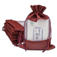 12-Pack Large Linen Burlap & Sheer Organza Gift Bag with Drawstring (Maroon Red, 6.5x8.5), for Christmas Presents, Party Favors, Cosmetic Samples Mesh Pouch by TheDisplayGuys