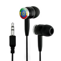 Ethiopia National Country Flag Novelty in-Ear Earbud Headphones - Black