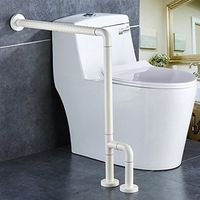 JCWANGDEFU Grab Bar Handrails Hand Grips Safety Handle Assist Frame Railings Rail Support for Toilet Bathtub Bathroom Shower, with Support Leg, 304 Stainless Steel, Anti-slip Nylon, White