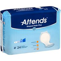 Attends Shaped Pads with Odor-Shield Technology for Adult Incontinence Care, Plus, 24.5" Long, Unisex, 24 Count (Pack of 4)