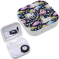 Portable Contact Lens Case Box Travel Kit Mirror + Bottle + Tweezers Container Holder [ Cute Unicorn ]