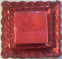 Christmas New Years Holiday Deluxe Winter Party Paper Dinnerware Bundle Service for 20 Guests-Dinner Plates, Dessert Appetizer Plates, Napkins (Red Deluxe)