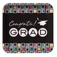 Creative Converting 8 Count Square Banquet Plates, Mod Grad